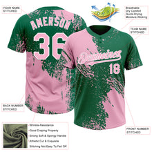 Load image into Gallery viewer, Custom Light Pink Kelly Green-White 3D Pattern Abstract Brush Stroke Two-Button Unisex Softball Jersey