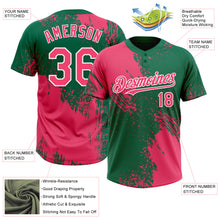 Load image into Gallery viewer, Custom Neon Pink Kelly Green-White 3D Pattern Abstract Brush Stroke Two-Button Unisex Softball Jersey