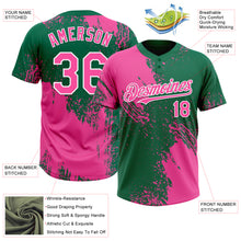 Load image into Gallery viewer, Custom Pink Kelly Green-White 3D Pattern Abstract Brush Stroke Two-Button Unisex Softball Jersey