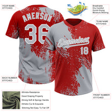 Load image into Gallery viewer, Custom Gray Red-White 3D Pattern Abstract Brush Stroke Two-Button Unisex Softball Jersey