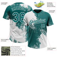 Load image into Gallery viewer, Custom White Teal 3D Pattern Abstract Brush Stroke Two-Button Unisex Softball Jersey