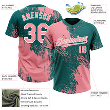 Load image into Gallery viewer, Custom Medium Pink Teal-White 3D Pattern Abstract Brush Stroke Two-Button Unisex Softball Jersey