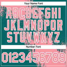 Load image into Gallery viewer, Custom Medium Pink Teal-White 3D Pattern Abstract Brush Stroke Two-Button Unisex Softball Jersey