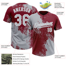 Load image into Gallery viewer, Custom Gray Crimson-White 3D Pattern Abstract Brush Stroke Two-Button Unisex Softball Jersey