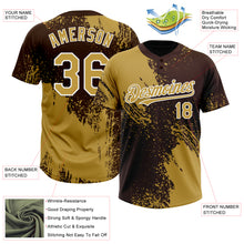 Load image into Gallery viewer, Custom Old Gold Brown-White 3D Pattern Abstract Brush Stroke Two-Button Unisex Softball Jersey