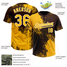 Load image into Gallery viewer, Custom Gold Brown-White 3D Pattern Abstract Brush Stroke Two-Button Unisex Softball Jersey