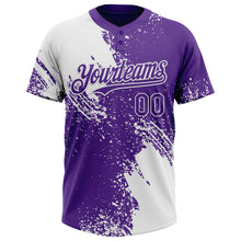 Load image into Gallery viewer, Custom White Purple 3D Pattern Abstract Brush Stroke Two-Button Unisex Softball Jersey