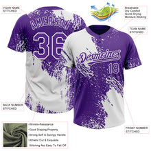 Load image into Gallery viewer, Custom White Purple 3D Pattern Abstract Brush Stroke Two-Button Unisex Softball Jersey