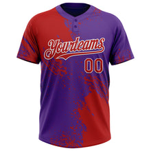 Load image into Gallery viewer, Custom Red Purple-White 3D Pattern Abstract Brush Stroke Two-Button Unisex Softball Jersey
