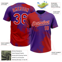 Load image into Gallery viewer, Custom Red Purple-White 3D Pattern Abstract Brush Stroke Two-Button Unisex Softball Jersey