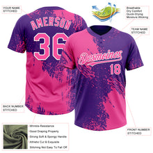 Load image into Gallery viewer, Custom Pink Purple-White 3D Pattern Abstract Brush Stroke Two-Button Unisex Softball Jersey