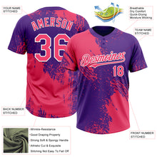 Load image into Gallery viewer, Custom Neon Pink Purple-White 3D Pattern Abstract Brush Stroke Two-Button Unisex Softball Jersey