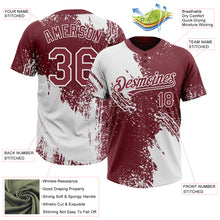 Load image into Gallery viewer, Custom White Burgundy 3D Pattern Abstract Brush Stroke Two-Button Unisex Softball Jersey