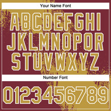 Load image into Gallery viewer, Custom Old Gold Burgundy-White 3D Pattern Abstract Brush Stroke Two-Button Unisex Softball Jersey
