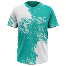 Load image into Gallery viewer, Custom White Aqua 3D Pattern Abstract Brush Stroke Two-Button Unisex Softball Jersey