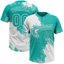 Load image into Gallery viewer, Custom White Aqua 3D Pattern Abstract Brush Stroke Two-Button Unisex Softball Jersey