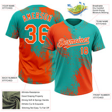 Load image into Gallery viewer, Custom Orange Aqua-White 3D Pattern Abstract Brush Stroke Two-Button Unisex Softball Jersey