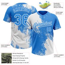 Load image into Gallery viewer, Custom White Electric Blue 3D Pattern Abstract Brush Stroke Two-Button Unisex Softball Jersey