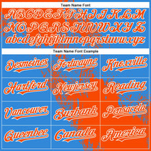 Load image into Gallery viewer, Custom Orange Electric Blue-White 3D Pattern Abstract Brush Stroke Two-Button Unisex Softball Jersey