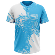 Load image into Gallery viewer, Custom White Sky Blue 3D Pattern Abstract Brush Stroke Two-Button Unisex Softball Jersey