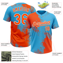 Load image into Gallery viewer, Custom Orange Sky Blue-White 3D Pattern Abstract Brush Stroke Two-Button Unisex Softball Jersey