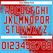 Load image into Gallery viewer, Custom Red Sky Blue-White 3D Pattern Abstract Brush Stroke Two-Button Unisex Softball Jersey