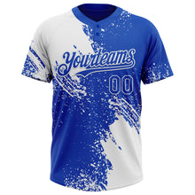 Load image into Gallery viewer, Custom White Thunder Blue 3D Pattern Abstract Brush Stroke Two-Button Unisex Softball Jersey