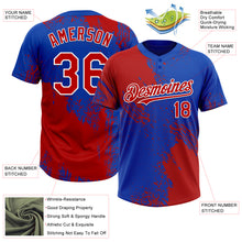 Load image into Gallery viewer, Custom Red Thunder Blue-White 3D Pattern Abstract Brush Stroke Two-Button Unisex Softball Jersey