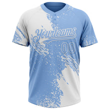 Load image into Gallery viewer, Custom White Light Blue 3D Pattern Abstract Brush Stroke Two-Button Unisex Softball Jersey