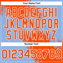 Load image into Gallery viewer, Custom Orange Light Blue-White 3D Pattern Abstract Brush Stroke Two-Button Unisex Softball Jersey