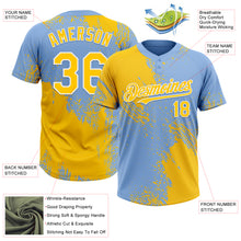 Load image into Gallery viewer, Custom Yellow Light Blue-White 3D Pattern Abstract Brush Stroke Two-Button Unisex Softball Jersey