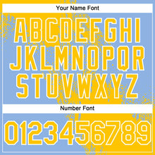 Load image into Gallery viewer, Custom Yellow Light Blue-White 3D Pattern Abstract Brush Stroke Two-Button Unisex Softball Jersey