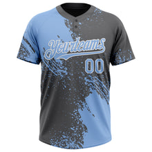 Load image into Gallery viewer, Custom Light Blue Steel Gray-White 3D Pattern Abstract Brush Stroke Two-Button Unisex Softball Jersey