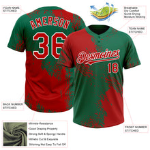 Load image into Gallery viewer, Custom Red Kelly Green-White 3D Pattern Abstract Brush Stroke Two-Button Unisex Softball Jersey