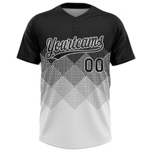 Load image into Gallery viewer, Custom Black White 3D Gradient Square Shape Two-Button Unisex Softball Jersey