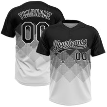 Load image into Gallery viewer, Custom Black White 3D Gradient Square Shape Two-Button Unisex Softball Jersey