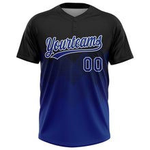 Load image into Gallery viewer, Custom Black Royal-White 3D Gradient Square Shape Two-Button Unisex Softball Jersey