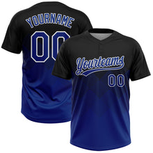 Load image into Gallery viewer, Custom Black Royal-White 3D Gradient Square Shape Two-Button Unisex Softball Jersey