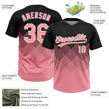 Load image into Gallery viewer, Custom Black Medium Pink-White 3D Gradient Square Shape Two-Button Unisex Softball Jersey