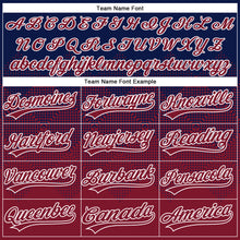 Load image into Gallery viewer, Custom Navy Crimson-White 3D Gradient Square Shape Two-Button Unisex Softball Jersey