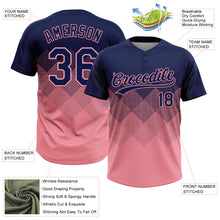 Load image into Gallery viewer, Custom Navy Medium Pink 3D Gradient Square Shape Two-Button Unisex Softball Jersey