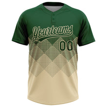 Load image into Gallery viewer, Custom Green Cream 3D Gradient Square Shape Two-Button Unisex Softball Jersey