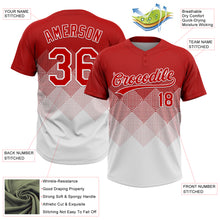 Load image into Gallery viewer, Custom Red White 3D Gradient Square Shape Two-Button Unisex Softball Jersey