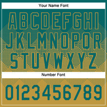 Load image into Gallery viewer, Custom Teal Old Gold 3D Gradient Square Shape Two-Button Unisex Softball Jersey