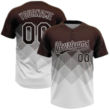 Load image into Gallery viewer, Custom Brown White 3D Gradient Square Shape Two-Button Unisex Softball Jersey