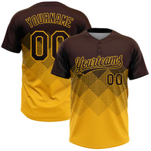 Load image into Gallery viewer, Custom Brown Gold 3D Gradient Square Shape Two-Button Unisex Softball Jersey