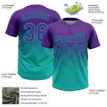 Load image into Gallery viewer, Custom Purple Aqua 3D Gradient Square Shape Two-Button Unisex Softball Jersey