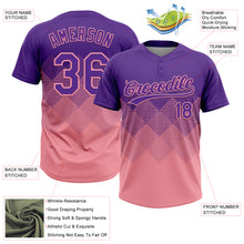Load image into Gallery viewer, Custom Purple Medium Pink 3D Gradient Square Shape Two-Button Unisex Softball Jersey