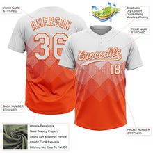 Load image into Gallery viewer, Custom White Orange 3D Gradient Square Shape Two-Button Unisex Softball Jersey