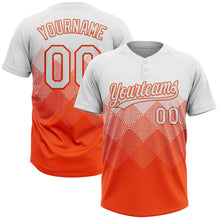 Load image into Gallery viewer, Custom White Orange 3D Gradient Square Shape Two-Button Unisex Softball Jersey